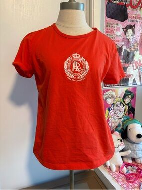 Vintage Ralph Lauren Orange Short Sleeve Tee with White Crest Logo